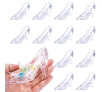 ZZYFGH 12 Pcs Mini Plastic High Heels Shoes 3.5 inch Clear Mini Cinderella Princess Slippers Glass Heels Princess for Wedding Birthday Party Table Favors Decoration (Clear)