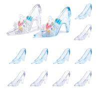 ZZYFGH 12 Pcs Mini Plastic High Heels Shoes 3.5 inch Mini Cinderella Princess Slippers Glass Heels Princess for Wedding Birthday Party Table Favors Decoration (12pcs(6pcs Clear+6pcs Blue))