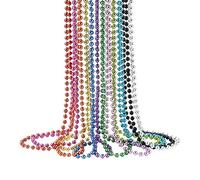 ZZYFGH 33'' 7mm Metallic Colors Bead Necklace Bulk, Mardi Gras Round Beaded Necklaces for Party Favors Costume Necklace (12 Pcs)