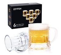 ZZYFGH 6 Pack Mini Beer Shot Glasses, Mini Glass Beer Mug with Handle, Mini Heavy Base Clear Beer Mugs-1.8 Ounce, Tequila, Vodka, Great for Father, Husband, Birthday or Friend Party Present