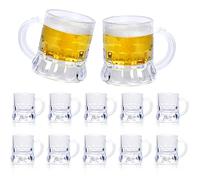 ZZYFGH Mini Beer Mugs, 1 Oz Clear Plastic Shot Glasses Beer Mug with Handles for Party (12 Pieces)