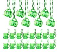 ZZYFGH St Patricks Day Beads Necklace with Shot Glasses, 24 Pack St Patricks Day Shot Glass Necklace, Fun Green Shot Glass Necklace for St. Patrick's Day Party Favors Supplies, Costume Accessories