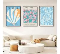 ZZYGGN GMGSW Colorful Matisse Posters Light Blue Flower Wall Art Prints Modern Canvas Painting Henri Matisse Prints for Home Decor Picture 40x55cmx3 Unframed