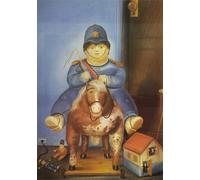 ZZYGGN GMGSW Fernando Botero Poster and Prints《Pedrito on a Wooden Horse》Wall Art Fernando Botero Painting Funny Canvas Picture for Office Decor 40x65cm Frameless
