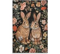 ZZYGGN GMGSW William Morris Prints《Two rabbits》Poster William Morris Wall Art Exhibition Painting Abstract Picture for Bathroom Wall Decor 40x55cm Unframed