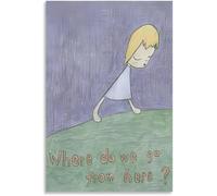 ZZYGGN GMGSW Yoshitomo Nara Poster Where Do we go From Here Yoshitomo Nara Canvas Prints Modern Wall Art Cartoon Painting for Bathroom Wall Decor 50x75cm Unframed