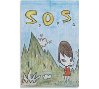 ZZYGGN GMGSW Yoshitomo Nara Posters Illustration SOS Canvas Painting Yoshitomo Nara Wall Art Cartoon Prints Modern Picture for Bedroom Decor 16x20in Unframed