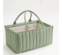 ZZYING Baby Diaper Caddy Basket, Stylish Baby Diaper Caddy,Storage Basket for Diapers,Diaper Bag Organizer (Sage Green + 1 Burp Cloth)