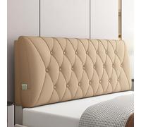 ZZYK Bedside Cushion Large Bed Backrest Faux Leather Headboard Pillow Lumbar Support Upholstered Reading Pillow Removable Daybed Bunk Bed Bolster,Khaki,Straps/59x23x4In