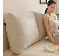 ZZYK Beige,Cal King/180cm,Headboard Positioning Support Upholstered Bed Bolster Wedge Pillows Cotton Filled Large Backrest Removable Reading Cushion Sofa Day Bed Resting Pillow