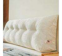 ZZYK Beige,Small/60cm,Oversized Bed Backrest Headboard Upholstered Positioning Cushion,Linen Solid Color Full Bolster Wedge Lumbar Support Pillow with Removable Cover