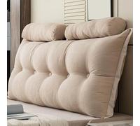 ZZYK Beige1,King/200cm,Large Headboard Cushion with Headrests Bedside Cushion Double Sofa Back Pillow,Removable Full Bolster Support Pillow for Bedroom Daybed Bunk Bed