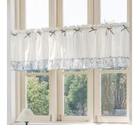 ZZYK Curtain Swag for Living Room Light Filtering Privacy Kitchen Farmhouse Cafe Valance Rod Pocket Chiffion Short Valances for Small Windows Bedroom,Blue,106" W x 55" L