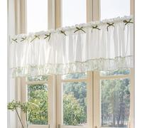ZZYK Curtain Swag for Living Room Light Filtering Privacy Kitchen Farmhouse Cafe Valance Rod Pocket Chiffion Short Valances for Small Windows Bedroom,Green,59" W x 15" L