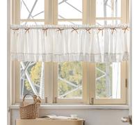 ZZYK Curtain Swag for Living Room Light Filtering Privacy Kitchen Farmhouse Cafe Valance Rod Pocket Chiffion Short Valances for Small Windows Bedroom,Brown,79" W x 25" L