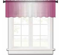 ZZYK Gradient Semi-Sheer Valance,Modern Abstract Art Light Filtering Kitchen Short Curtain,Farmhouse Chiffon Rod Pocket Living Room/Bedroom/Cafe Curtains,Pink1,57 W x 21" L