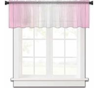 ZZYK Gradient Semi-Sheer Valance,Modern Abstract Art Light Filtering Kitchen Short Curtain,Farmhouse Chiffon Rod Pocket Living Room/Bedroom/Cafe Curtains,Pink,69" W x 18" L