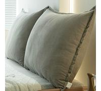 ZZYK Gray,135cm/53inch,Oversized Headboard Upholstered Bed Backrest Positioning Support Cushion,Solid Color Full Bolster Wedge Ergonomics Lumbar Pillow with Removable Cover