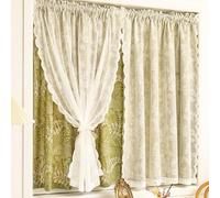 ZZYK Green Valance Curtains Privacy Light Filtering Window Valances for Kitchen Farmhouse Cafe Living Room,Two Layer Rustic Printed Washed Lace Curtain,Rod Pocket,55" W x 59" L