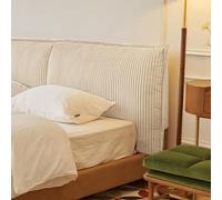 ZZYK Headboard Pillow Wall Mounted Pillow Thicked Corduroy Stripe Large Backrest Double Bed Backboard Lumbar Support Cushion for Sofa Bed Bunk Bed Pillowboard,Beige,Full/47x23x5In