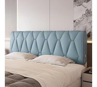 ZZYK Soft Upholstered Headboard Wedge Backrest Lumbar Support Large Bolster | Rectangular Backboard for Daybed Bunk Bed,Faux Leather Mental Upholstered with Side Pocket,Blue,Paste 71"/Cal King