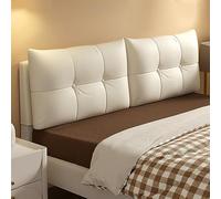 ZZYK Solid Color Wall Pillow Faux Leather Headboard Fixed Button Large Backrest Rectangle Home Bedroom Tatami Dorm Support Pillowboard with Removable Cover,White,Paste 59"/Queen