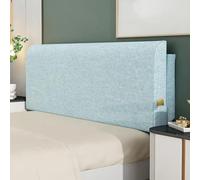 ZZYK Thicked Linen Headboard Upholstered Daybed Tatami Large Backrest | Solid Color Bedside Pillow,with Side Pockets,Bed Rest Lumbar Support Backrest,Removable Cushion Cover