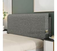ZZYK Thicked Linen Headboard Upholstered Daybed Tatami Large Backrest | Solid Color Bedside Pillow,with Side Pockets,Bed Rest Lumbar Support Backrest,Removable Cushion Cover