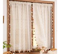 ZZYK Valance Curtains Privacy Dustproof Window Valances for Kitchen Farmhouse Cafe Living Room,Rustic Printed Washed Home Decoration Curtain with Tassel,Rod Pocket,79" W x 102" L