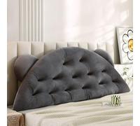ZZYK Wedge Body Support Pillow Cute Bedside Cushion Large Reading Backrest Lumbar Positioning Pillows Bunk Bed Resting Pillow with Removable Cover,Gray,47inch/Full