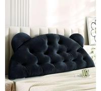 ZZYK Wedge Body Support Pillow Cute Bedside Cushion Large Reading Backrest Lumbar Positioning Pillows Bunk Bed Resting Pillow with Removable Cover,Black,47inch/Full