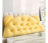 ZZYK Wedge Body Support Pillow Cute Bedside Cushion Large Reading Backrest Lumbar Positioning Pillows Bunk Bed Resting Pillow with Removable Cover,Yellow,47inch/Full