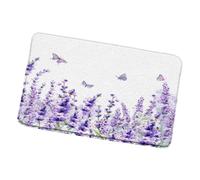 ZZYSKS Lavender Flower Butterfly Bath Mat Rustic Purple Floral Plant Wildflowers Watercolor Farmhouse Bathroom Rugs Toilet Bedroom Kitchen Indoor Floor Decor 17.8x29.5 Inch