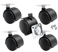 ZZYWWP 5 Office Chair Casters, 1.5-Inch, Swivel Wheels with Brake, Universal for Office Chairs, Computer Chairs, Rolling Chairs, Black