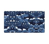 ZZYYDS Blue Killer Whale Large Desk Mat Pad for Keyboard Rubber Base Full Print Pattern for Office Gaming Laptop PC Black