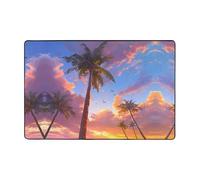 ZZYYDS Coconut Trees 72"x48" Flannel Anti-Slip Floor Mat with Memory Foam Layer Suitable for The Whole House