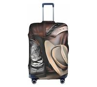 ZZYYDS Cowboy Black Hat Western Boots travel luggage cover, available in four sizes, suitable for wheeled luggage, White, S
