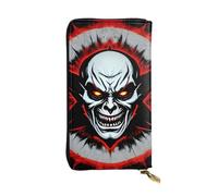 ZZYYDS Red and Black Evil Ghost Leather Long Wallet, 12 Credit Card Slots, 3 Cash Slots, Coin Compartment, Unisex