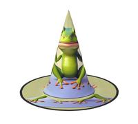 ZZYYDS The funny frog doing yoga 2 PCS Halloween witch hat, suitable for Halloween party decorations, Christmas costume party