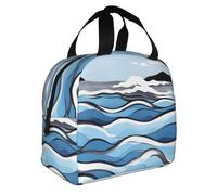 ZZYYDS Waves lapping at the rocks Printed lunch bag, adult insulated lunch box, portable lunch bag, reusable lunch bag