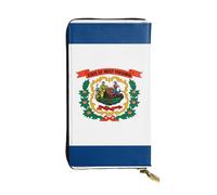 ZZYYDS West Virginia Flag Leather Long Wallet, 12 Credit Card Slots, 3 Cash Slots, Coin Compartment, Unisex