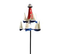 ZZYYZZ Sailboat Wind Spinner, Nautical Garden Decor, Summer Lighthouse Boat Windmills, Nautical Wind Sculpture Outdoor Decor, for Garden Lawn Patio Backyard