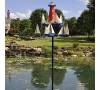 ZZYYZZ Wind Spinners for Yard and Garden, Lighthouse Sailboat Wind Sculptures & Spinners, Outdoor Metal Decorations, Garden Metal Decor, for Park, Yard, Pond
