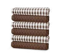 ZZZMRH 100% cotton Brown pack of 6 Quality tea towels. Soft Kitchen cloth for cleaning and drying dishes, High absorbent Terry tea towels for Kitchen
