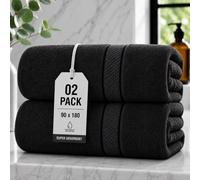 ZZZMRH 2 Pack Jumbo Bath Sheets 90 x 180 cm, 100% Combed Cotton Extra Large Bath Towel Bale for Adults, Super Soft Thick Highly Absorbent Quick Dry Hotel Quality Towels - Black