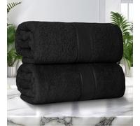 ZZZMRH 2 Pack Premium Jumbo Bath Sheets (90 x 180 cm) - 100% Egyptian Cotton Soft Absorbent Quick Dry Extra Large Bath Sheet - Super Soft Hotel Quality Towels, Black