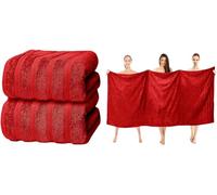 ZZZMRH Luxury 2 Pk Red Bath Sheets Premium Quality 100% Combed Cotton 650 GSM Jumbo Bath Sheet Set Quick Dry Towels Bath Sheets Highly Absorbent 2 Red Extra Large Bath Towels