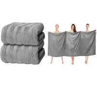 ZZZMRH Luxury 2 Pk Silver Bath Sheets Premium Quality 100% Combed Cotton 650 GSM Jumbo Bath Sheet Set Quick Dry Towels Bath Sheets Highly Absorbent 2 Silver Extra Large Bath Towels