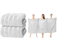 ZZZMRH Luxury 2 Pk White Bath Sheets Premium Quality 100% Combed Cotton 650 GSM Jumbo Bath Sheet Set Quick Dry Towels Bath Sheets Highly Absorbent 2 White Extra Large Bath Towels