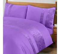 ZZZMRH Luxury Crushed Velvet Single Duvet Cover Set with Pillow Case - Purple Color Crush Velvet Panel Band Duvet Cover
